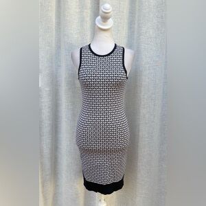 Michael Kors blue and white bodycon monogram sleeveless dress